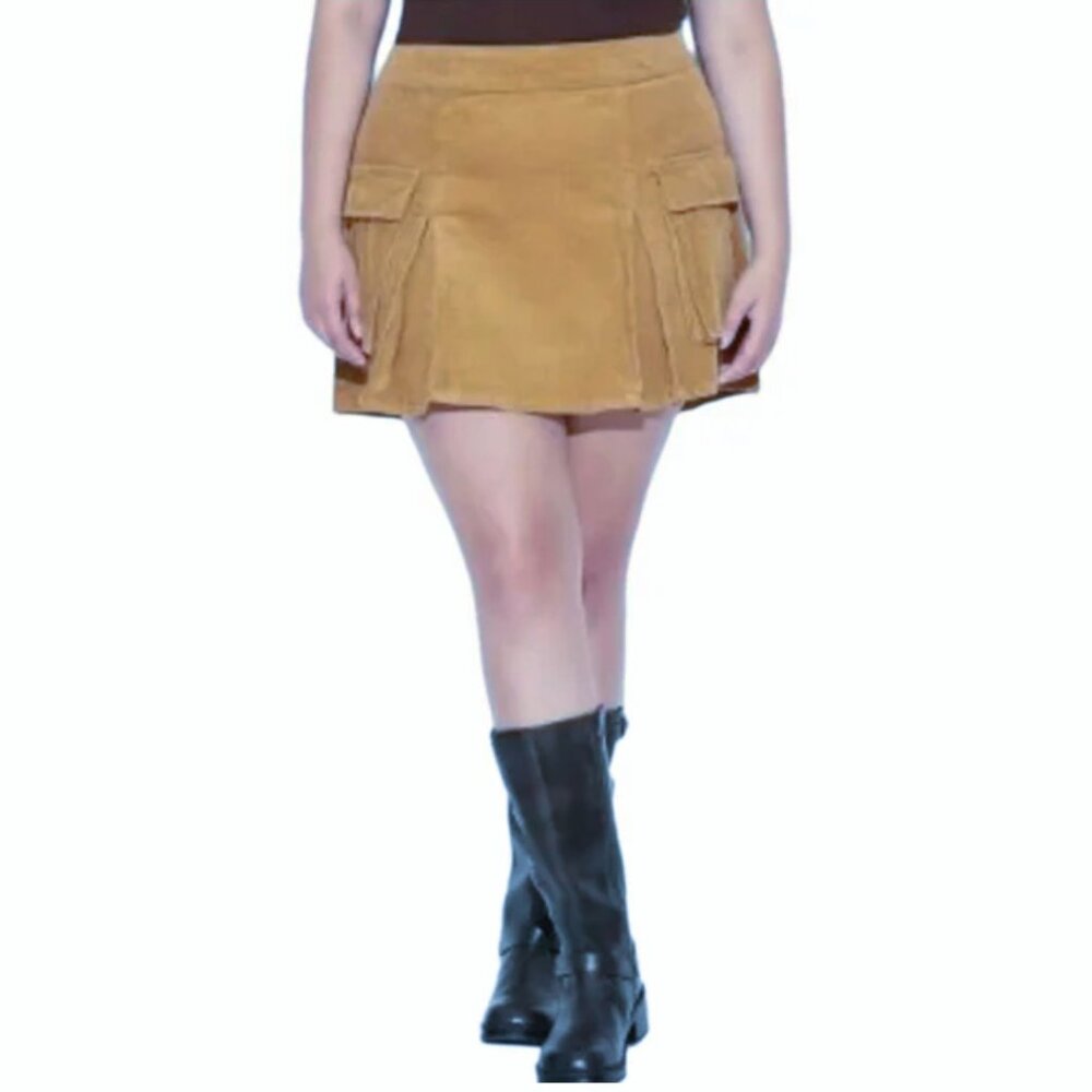 Wild Fable Corduroy Cargo Pleated Mini Skirt Size XS